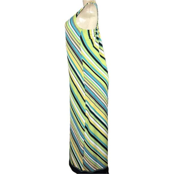 Emma & Michele M Multicolor Diagonal Puzzle Striped Keyhole Racerback Maxi Dress - Picture 5 of 6